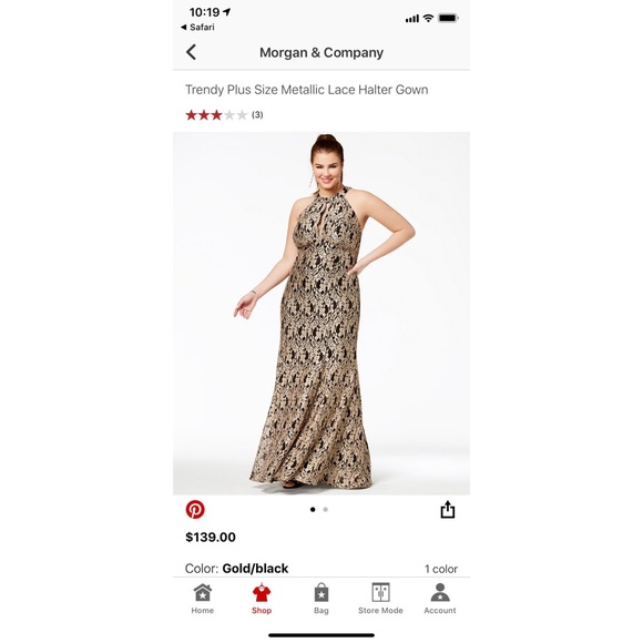 NWT! Macy’s Metallic Lace Halter Gown - Picture 3 of 3